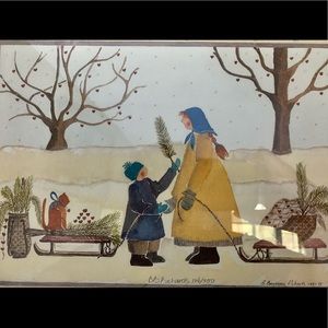 B. BOURGEAU RICHARDS SIGNED FOLK ART PRINT